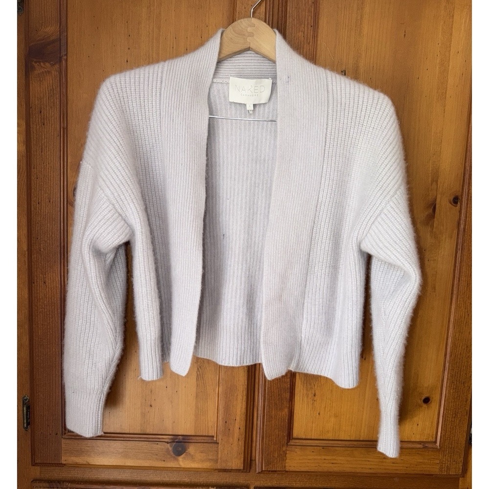 Naked Cashmere Ribbed Ultra Soft Cardigan Cropped Sweater Women's S Off White